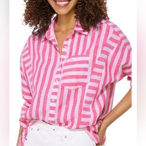 Vineyard Vines Pink and White Striped Button-Down Shirt NWOT